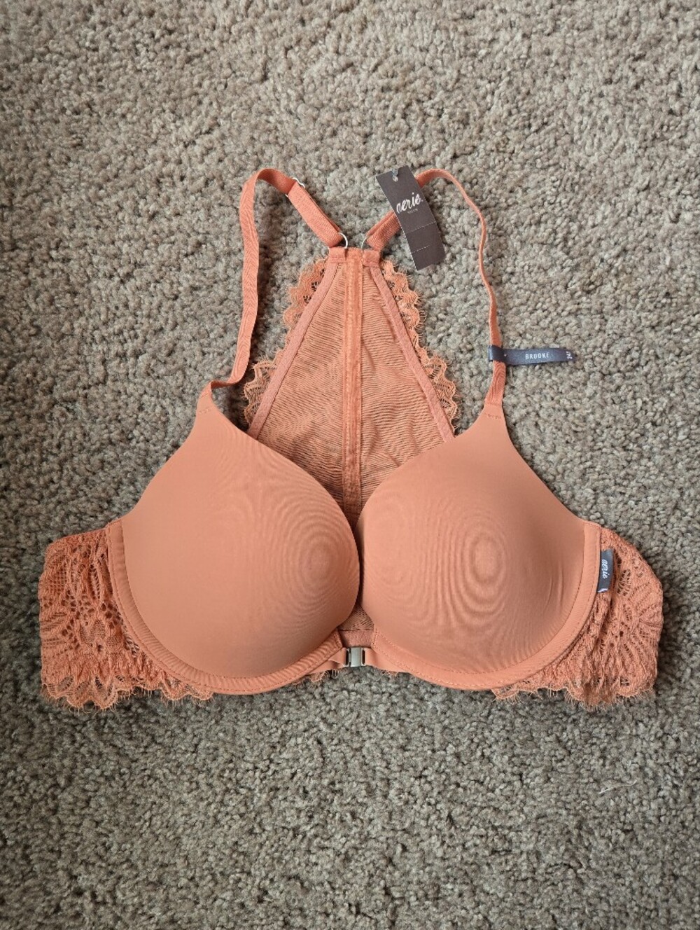 Lace-Back T-Shirt Bra in Coral 34B New